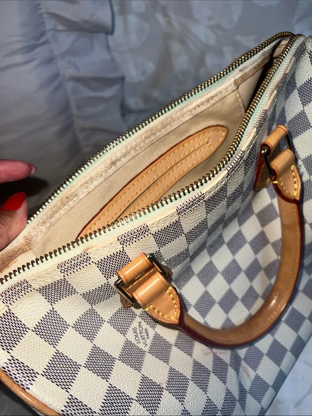 Checkered handbag - White/Blue Check